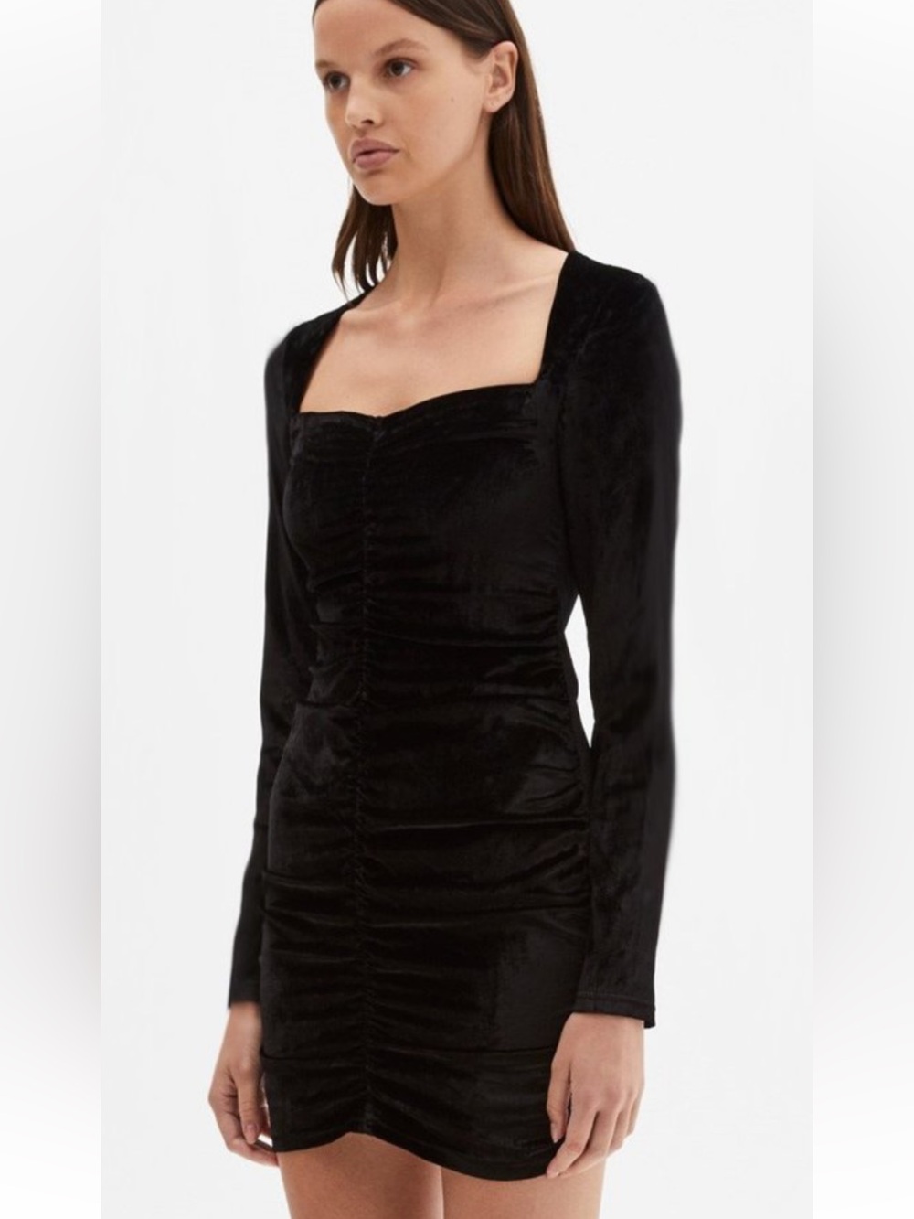 KSUBI Black Velvet Long-Sleeve Cocktail Dress